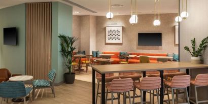 Lobby and coworking lounge at Hampton By Hilton Torquay.