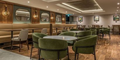 Hotel bar and comfortable lounge area at Hilton London Watford.