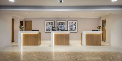 Elegant lobby at Hilton London Watford.