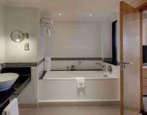 Guest bathroom at Hilton London Watford.