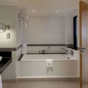 Guest bathroom at Hilton London Watford.