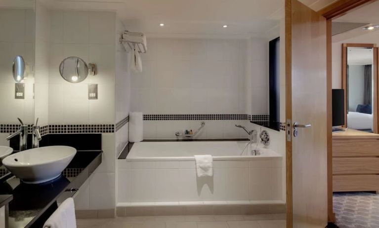 Guest bathroom at Hilton London Watford.