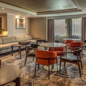 Lobby lounge perfect for co-working at Hilton London Watford.