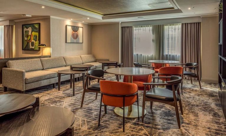 Lobby lounge perfect for co-working at Hilton London Watford.