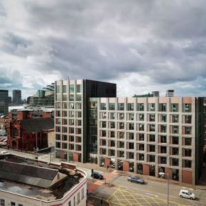 Hotel landmark at the Hampton by Hilton Manchester Northern Quarter.