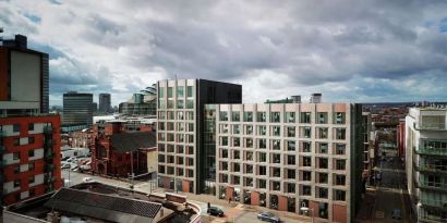 Hotel landmark at the Hampton by Hilton Manchester Northern Quarter.