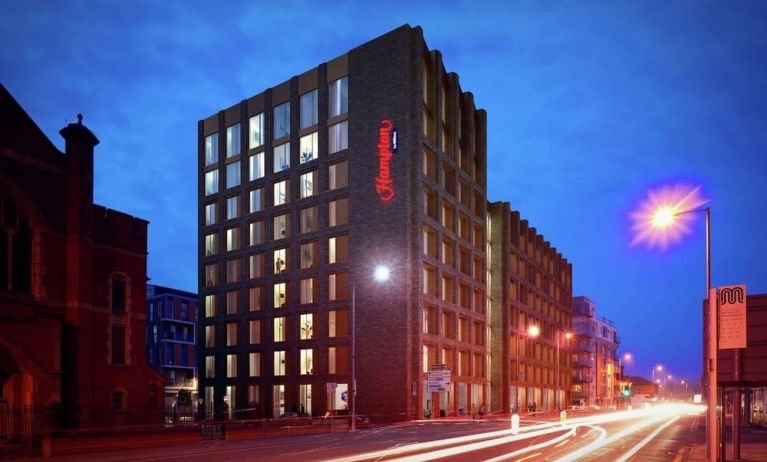 Hotel exterior and landmark at the Hampton by Hilton Manchester Northern Quarter.