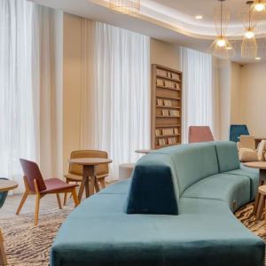 Comfortable lounge area and co-working at the Hampton by Hilton Manchester Northern Quarter.