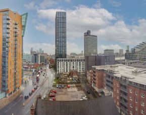 Room view at the Hampton by Hilton Manchester Northern Quarter.