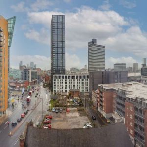 Room view at the Hampton by Hilton Manchester Northern Quarter.