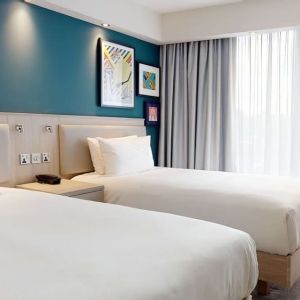 Twin day use room at the Hampton by Hilton Manchester Northern Quarter.