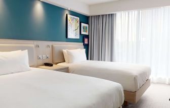 Twin day use room at the Hampton by Hilton Manchester Northern Quarter.