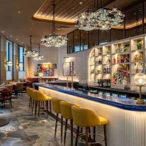 Stylish hotel bar at Lost Property St. Paul's London, Curio Collection By Hilton.