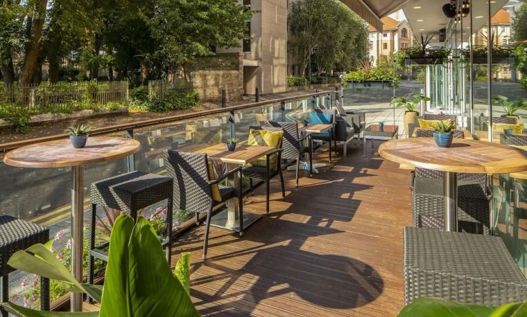 Terrace perfect for coworking at Hilton Garden Inn Bristol City Centre.