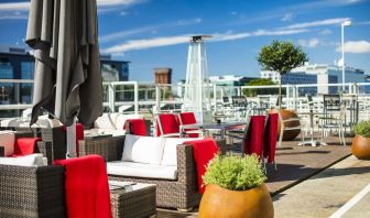 Terrace perfect for coworking at Hilton Garden Inn Glasgow City Centre.