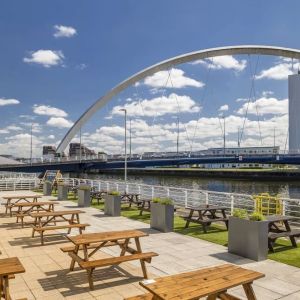 Terrace perfect for coworking at Hilton Garden Inn Glasgow City Centre.