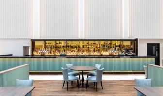 Bright bar area perfect for co-working at the Hilton London Gatwick Airport.