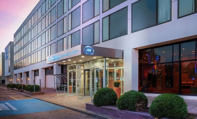 Hotel entrance at the Hilton London Gatwick Airport.