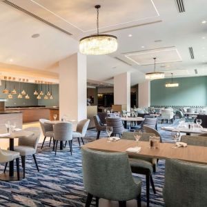 Hotel restaurant at the Hilton London Gatwick Airport.