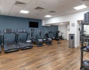 Fully equipped fitness center at the Hilton London Gatwick Airport.