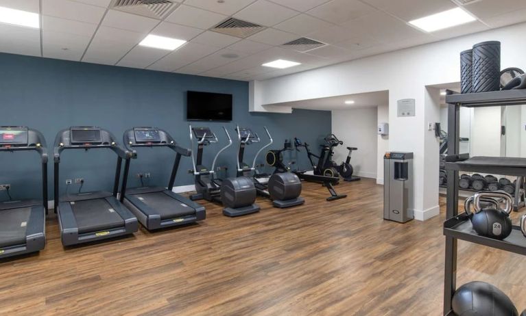 Fully equipped fitness center at the Hilton London Gatwick Airport.