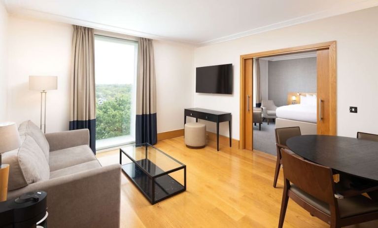 Family day use room with living room at the Hilton London Gatwick Airport.