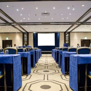 Spacious conference room at the Hilton London Gatwick Airport.