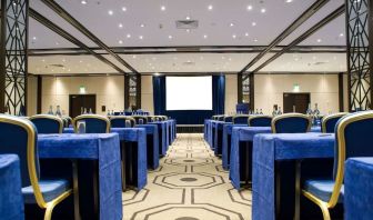 Spacious conference room at the Hilton London Gatwick Airport.