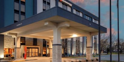 Hotel entrance at Best Western Plus Secaucus Meadowlands.