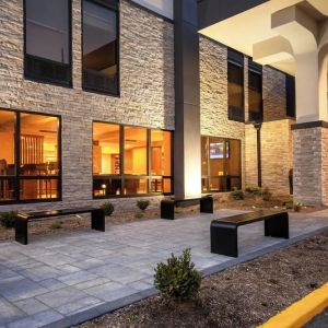 Outdoor seating area at Best Western Plus Secaucus Meadowlands.