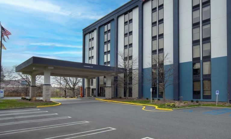 Hotel parking at Best Western Plus Secaucus Meadowlands.