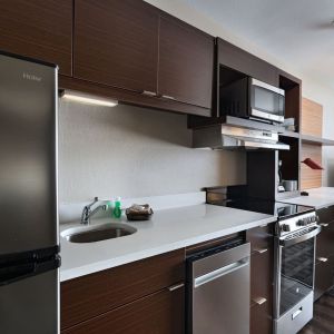 Kitchen area at TownePlace Suites Edgewood Aberdeen.