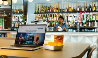 Hotel bar perfect for coworking at Hampton By Hilton London Park Royal.