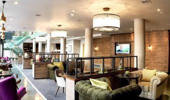 Comfortable lobby workspace at the Hilton Garden Inn Birmingham Brindleyplace.