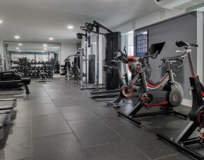 Fully equipped fitness center at the DoubleTree by Hilton Bristol North. 