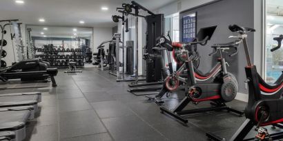 Fully equipped fitness center at the DoubleTree by Hilton Bristol North. 