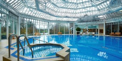 Stylish and relaxing indoor swimming pool at the Hilton Birmingham Metropole.