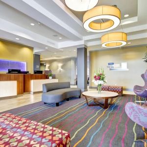 Lobby and coworking lounge at Fairfield By Marriott Guelph.