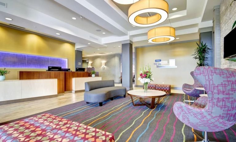 Lobby and coworking lounge at Fairfield By Marriott Guelph.