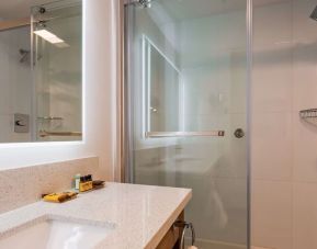 Day use guest bathroom with shower and toiletries at Executive Residency By Best Western.