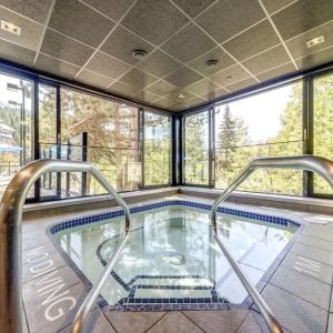 Indoor heated pool at Hilton Whistler Resort & Spa.