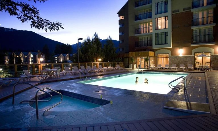 Romantic outdoor pool at Hilton Whistler Resort & Spa.