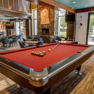 Game room and lounge area at Hilton Whistler Resort & Spa.