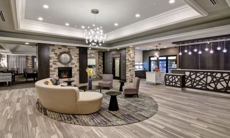 Lobby area at Homewood Suites By Hilton Burlington.