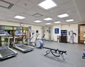 Fully equipped fitness center at the Hampton Inn by Hilton Toronto Markham.