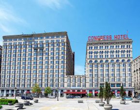 Hotel exterior at Congress Plaza Hotel.