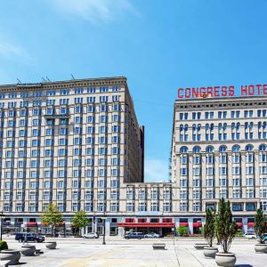 Hotel exterior at Congress Plaza Hotel.