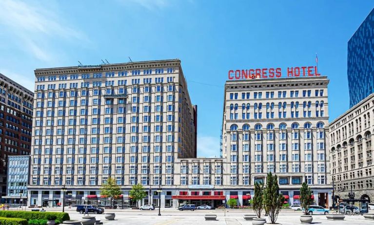 Hotel exterior at Congress Plaza Hotel.