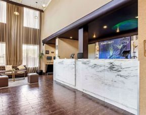 Lobby and coworking lounge at Best Western Plus Newark Airport West.