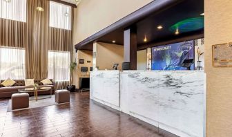 Lobby and coworking lounge at Best Western Plus Newark Airport West.